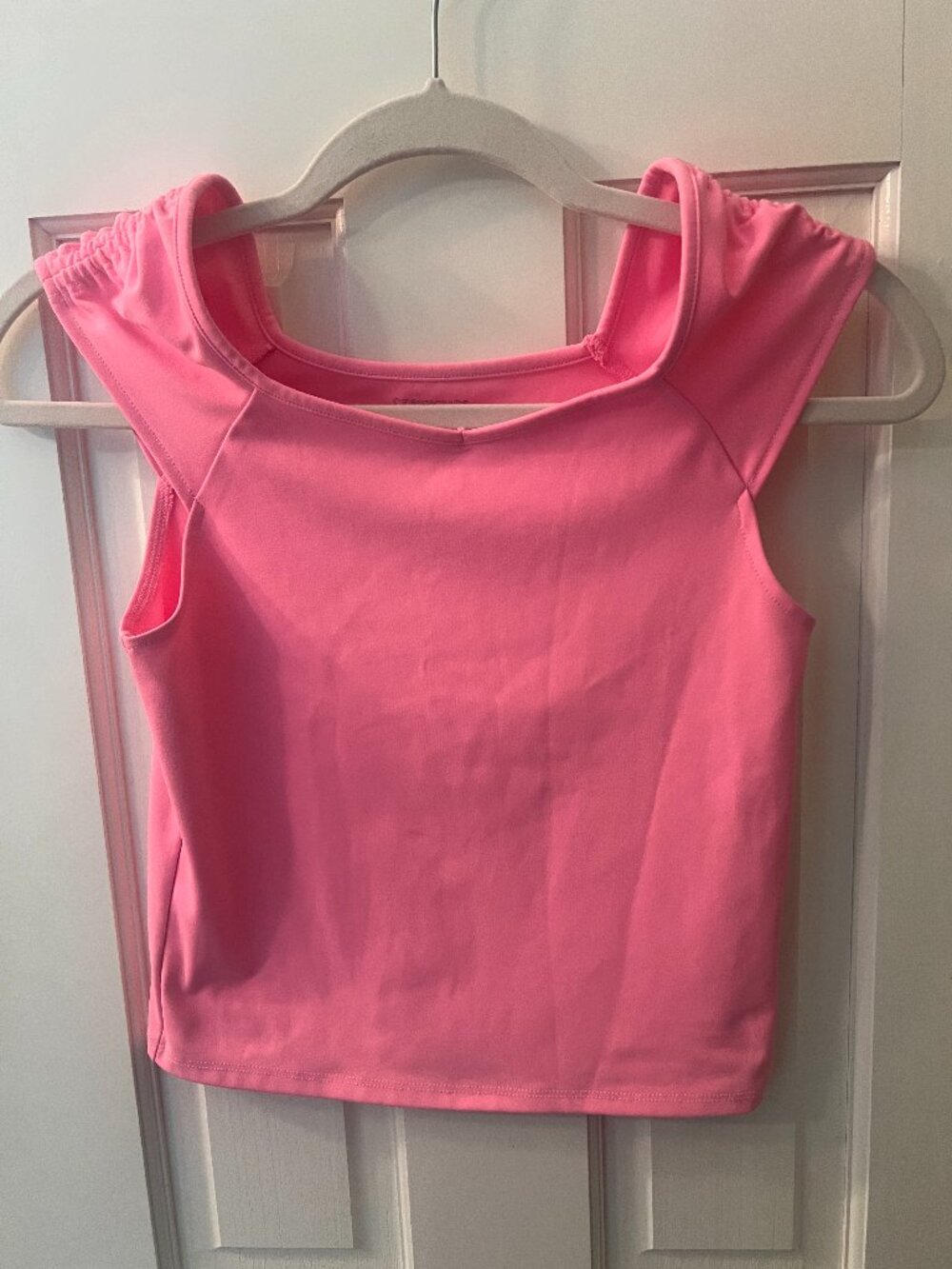 crewcuts hot pink active tank top w/ ruched shoulders girls size XL (12-14)